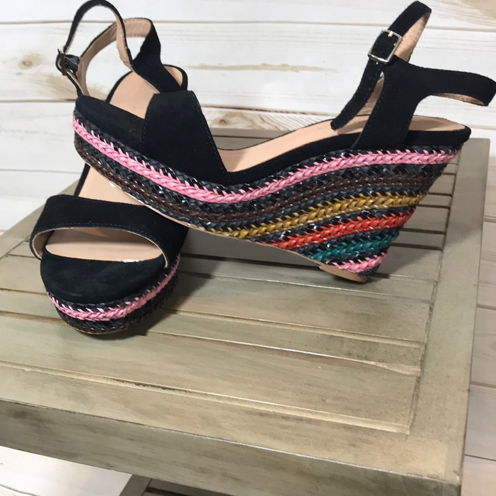 Anthropologie Striped Platform Wedge Sandal NWT - Picture 5 of 6